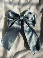 Load image into Gallery viewer, Satin Soft Blue Layered Hair Bow Clip For Women -( Satin Textured )
