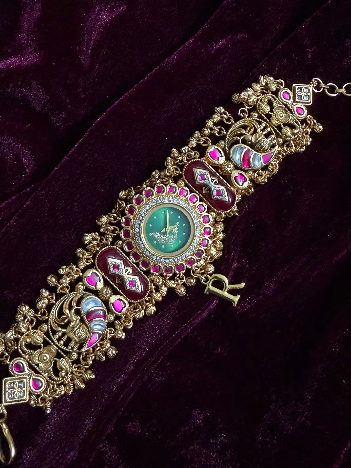 Green Peacock Dial Maharani Watch Design Heritage Bracelet ( Limited Edition )