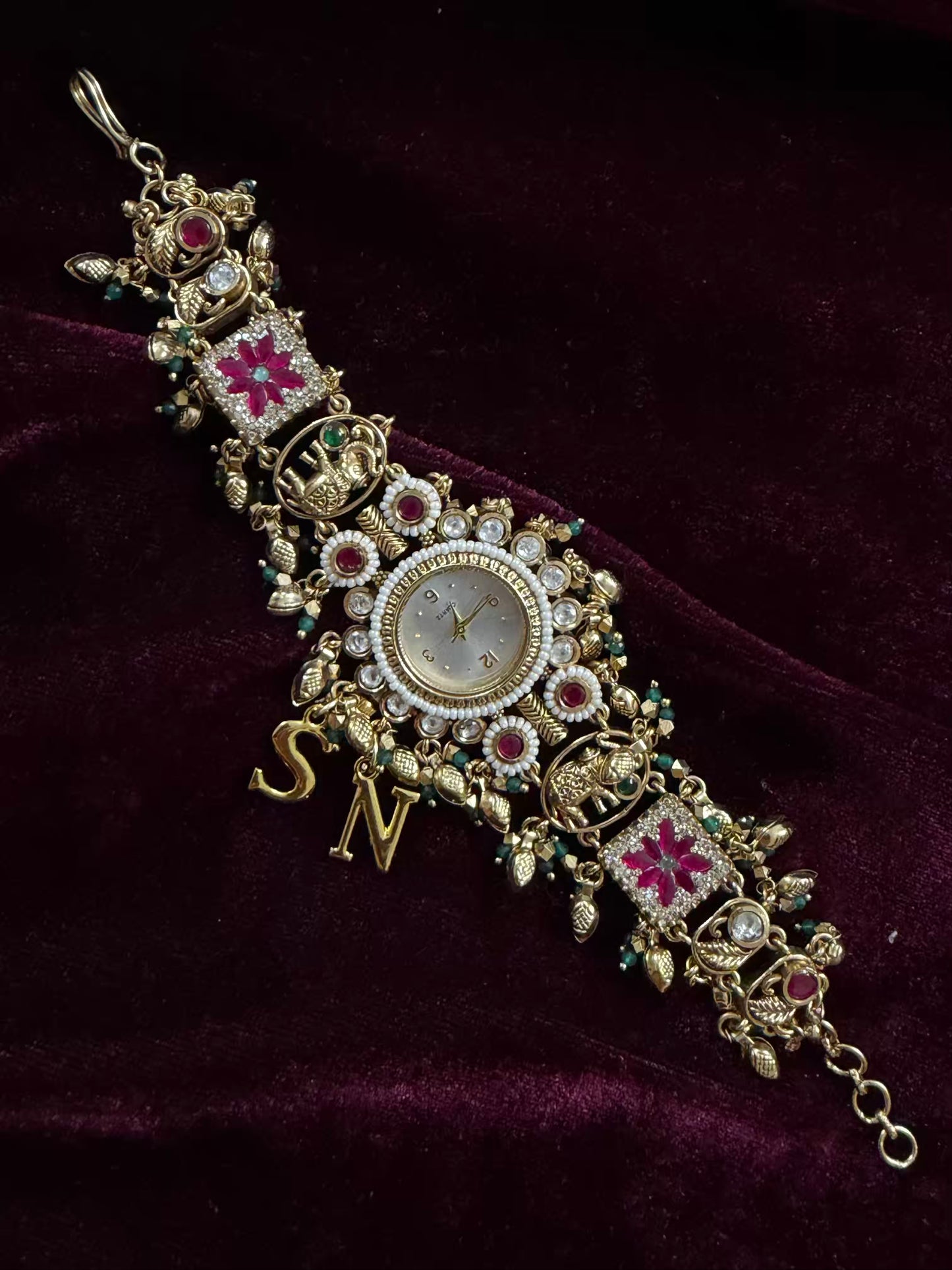 Vintage Look Gold Plated Heritage Maharani Watch 2.8 Adjustable with hooks