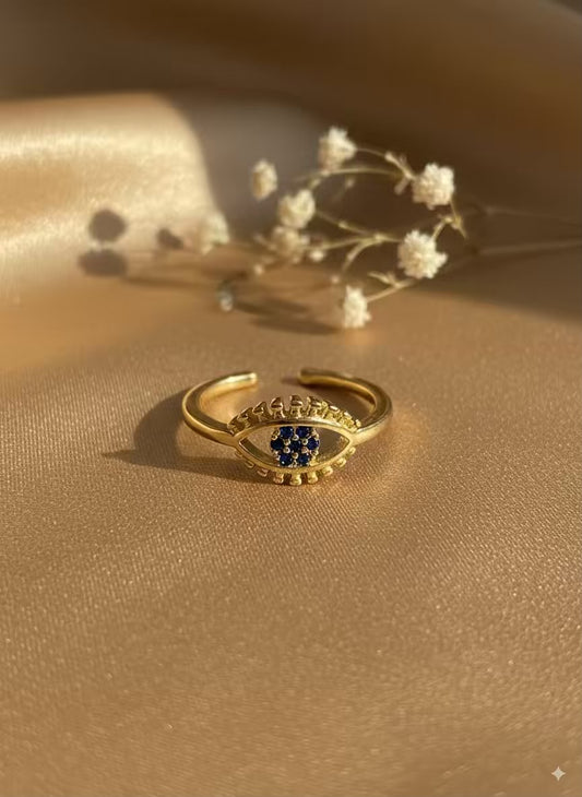 Evil Eye Gold Plated Premium Ring (Adjustable)