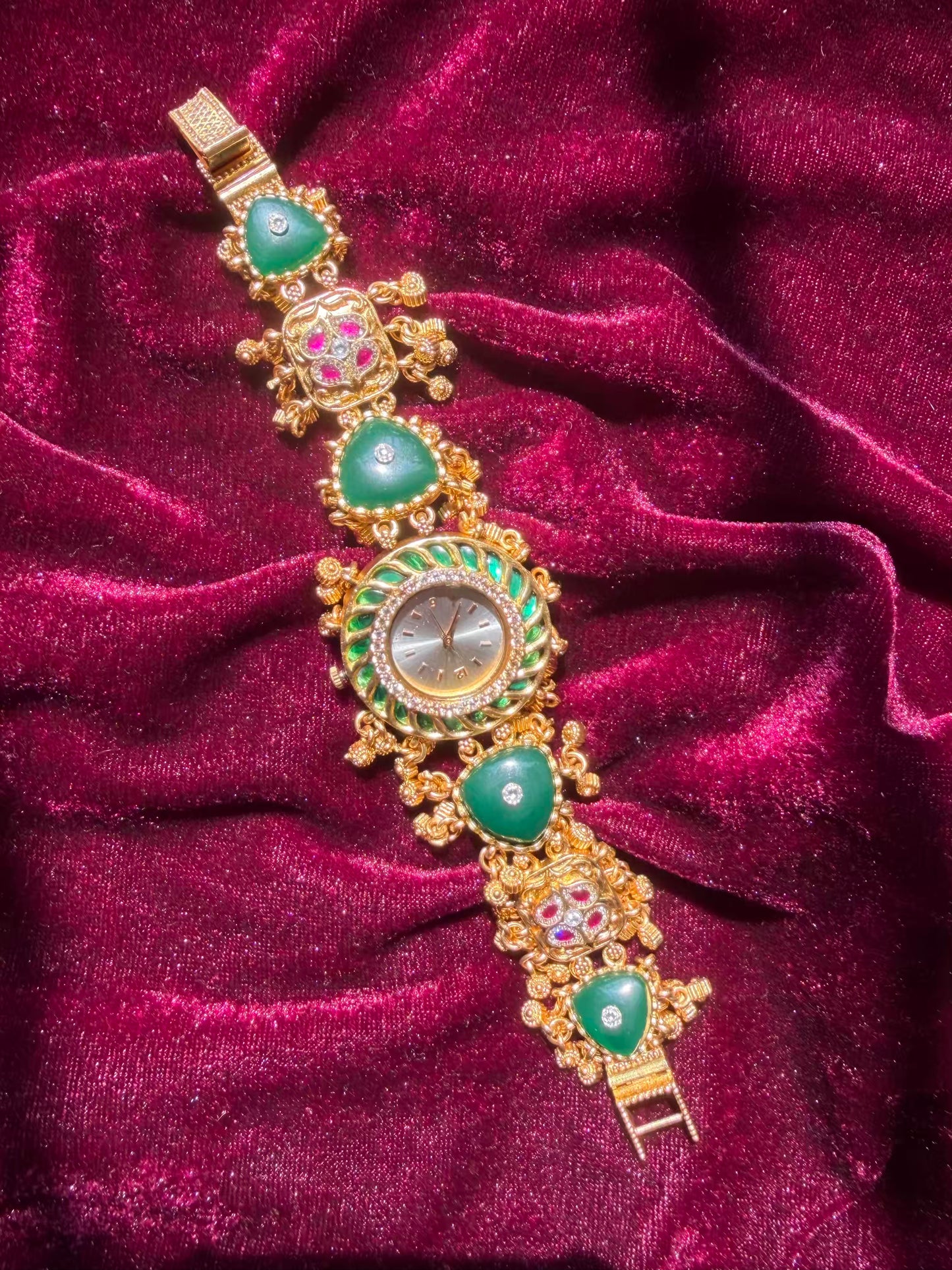 Green Emerald Dial Maharani Watch Design Heritage Bracelet