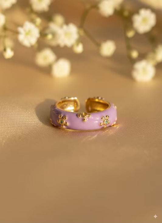 Lilac Purple Chunky Plated Premium Ring (Adjustable)
