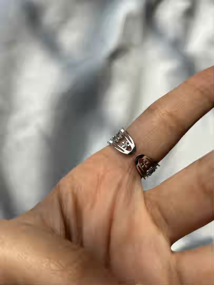 Premium Multicoloured Diamonds Band Ring ( Silver ) - Adjustable