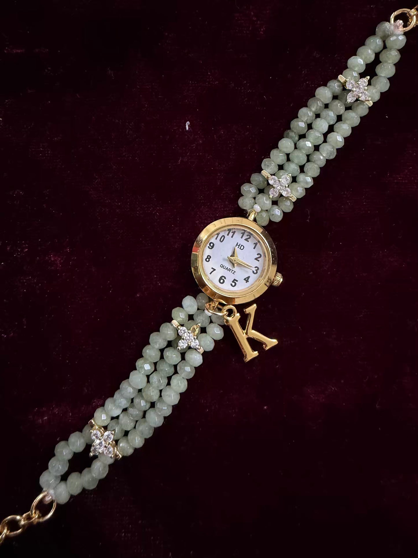 Jade Green Crystal Beaded Affordable Maharani Kundan Watch Design Heritage Bracelet