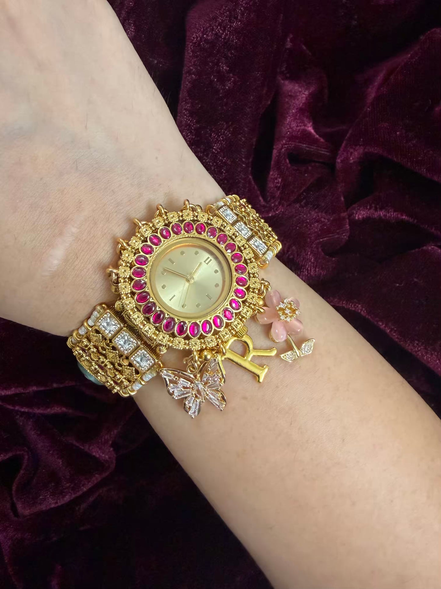 Round Dial Maharani Watch Heritage Bracelet ( Add your initial FREE ) (Copy)