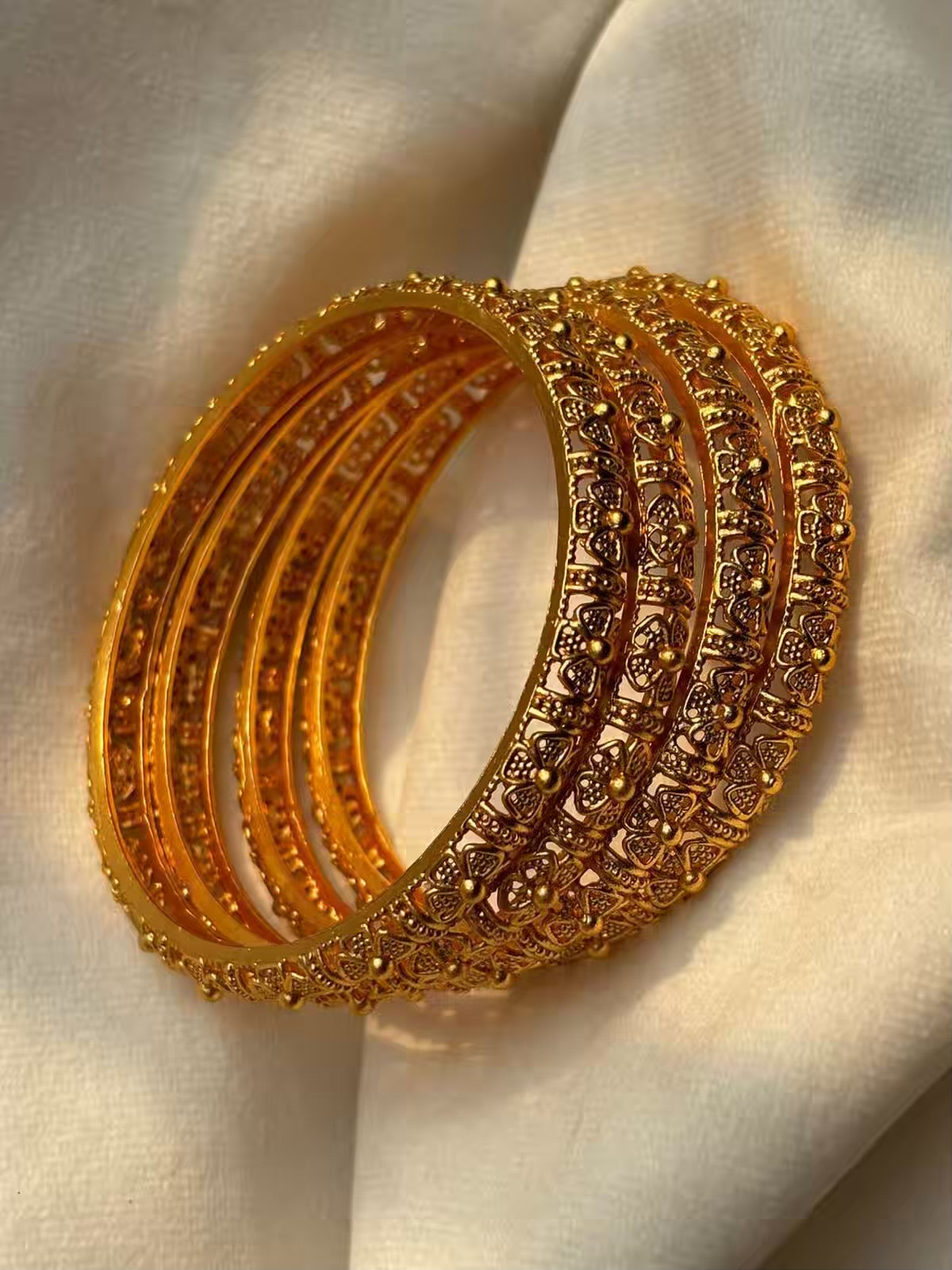 Floral Designer Bangle Gold (2.6) ( Set of 4)