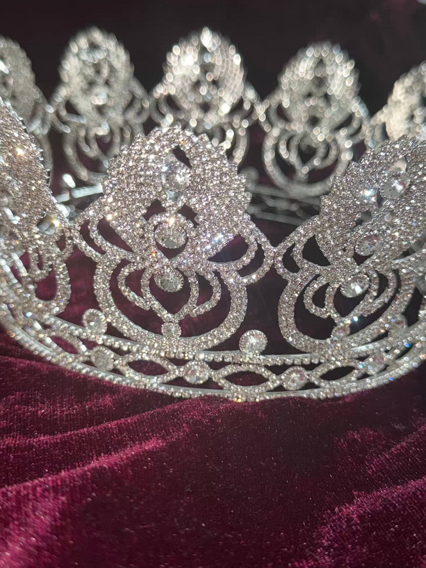 Pink Ruby Queen Crown - Silver Plated