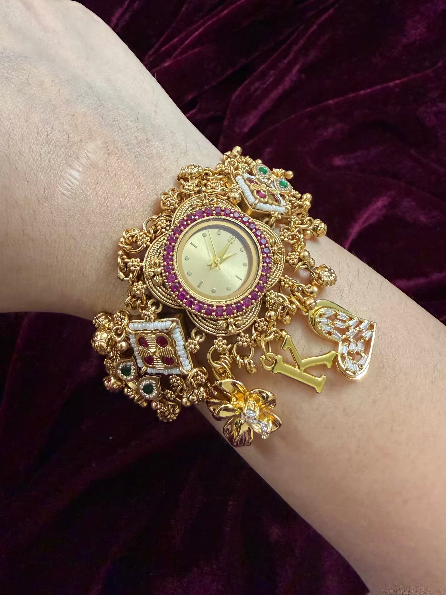 Gold Cloud Dial Heritage Watch in Premium Rajwadi plating (Free Initial)