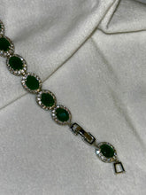 Load image into Gallery viewer, Green Emerald Oval Tennis Bracelet with Loaded Diamond (2.8 Size ) ( Select from Options)
