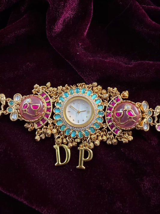 Rose Pink Blue Dial Maharani Watch Heritage Bracelet