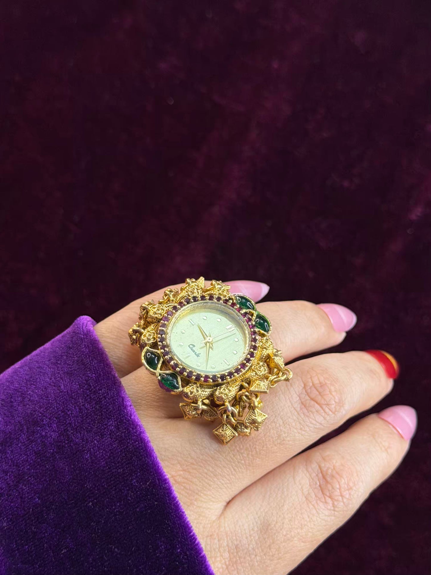 Ghungroo loaded Dial Maharani Watch Heritage Ring ( Adjustable)