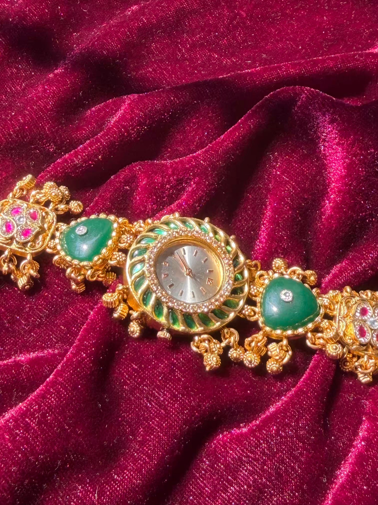 Green Emerald Dial Maharani Watch Design Heritage Bracelet