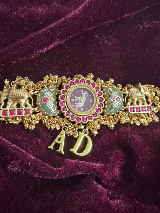 Red Half Moon Maharani Watch Design Bracelet