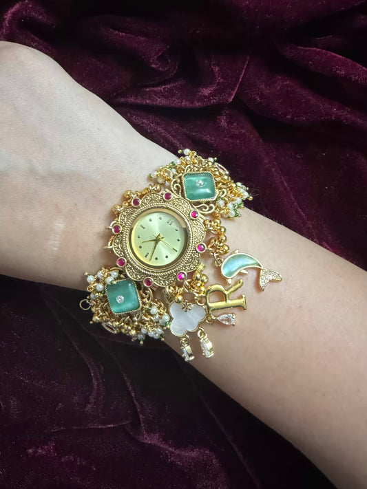 Pushtaini  New Launch Square Dial Maharani Watch Heritage Bracelet (Copy)