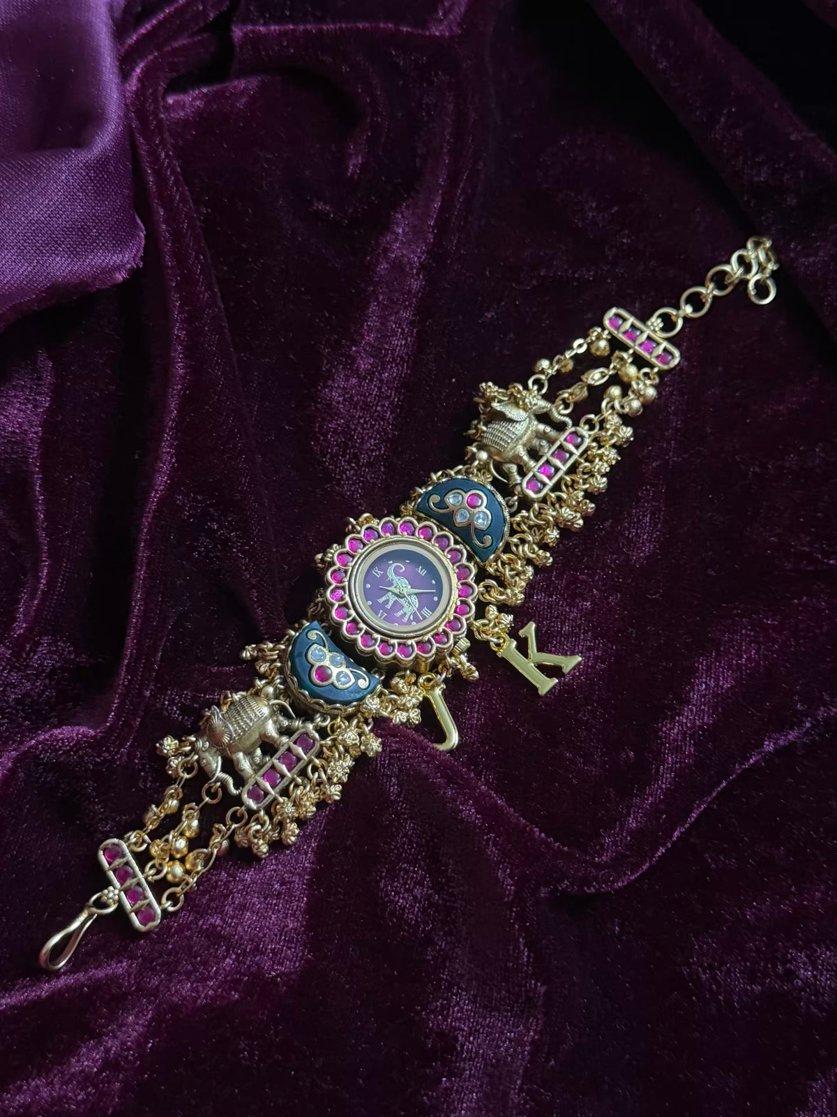 1980s Burgundy Dial Maharani Watch Heritage Bracelet