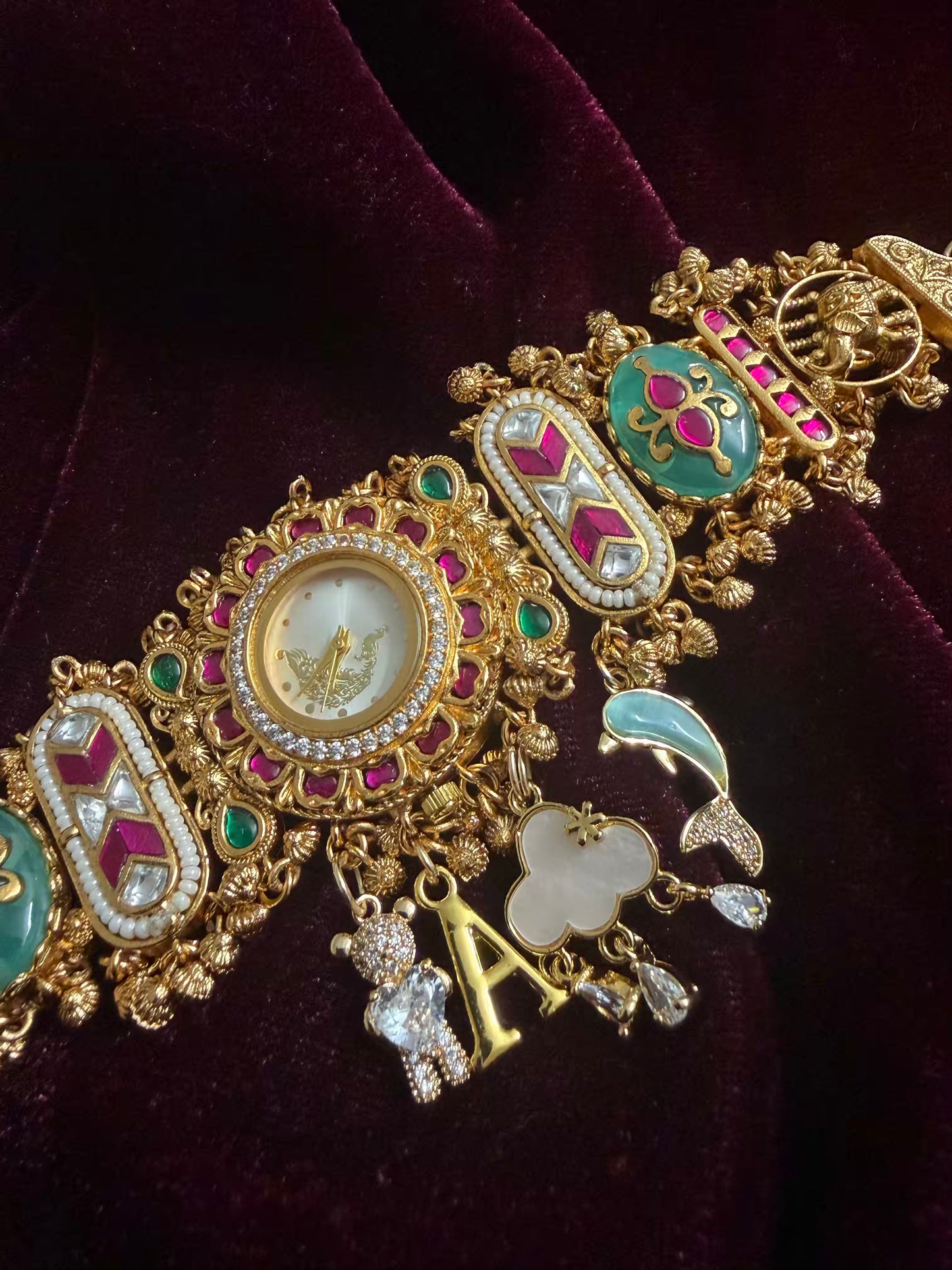 Peacock Luxury Watch Rakhi in Premium Swarovski Charms