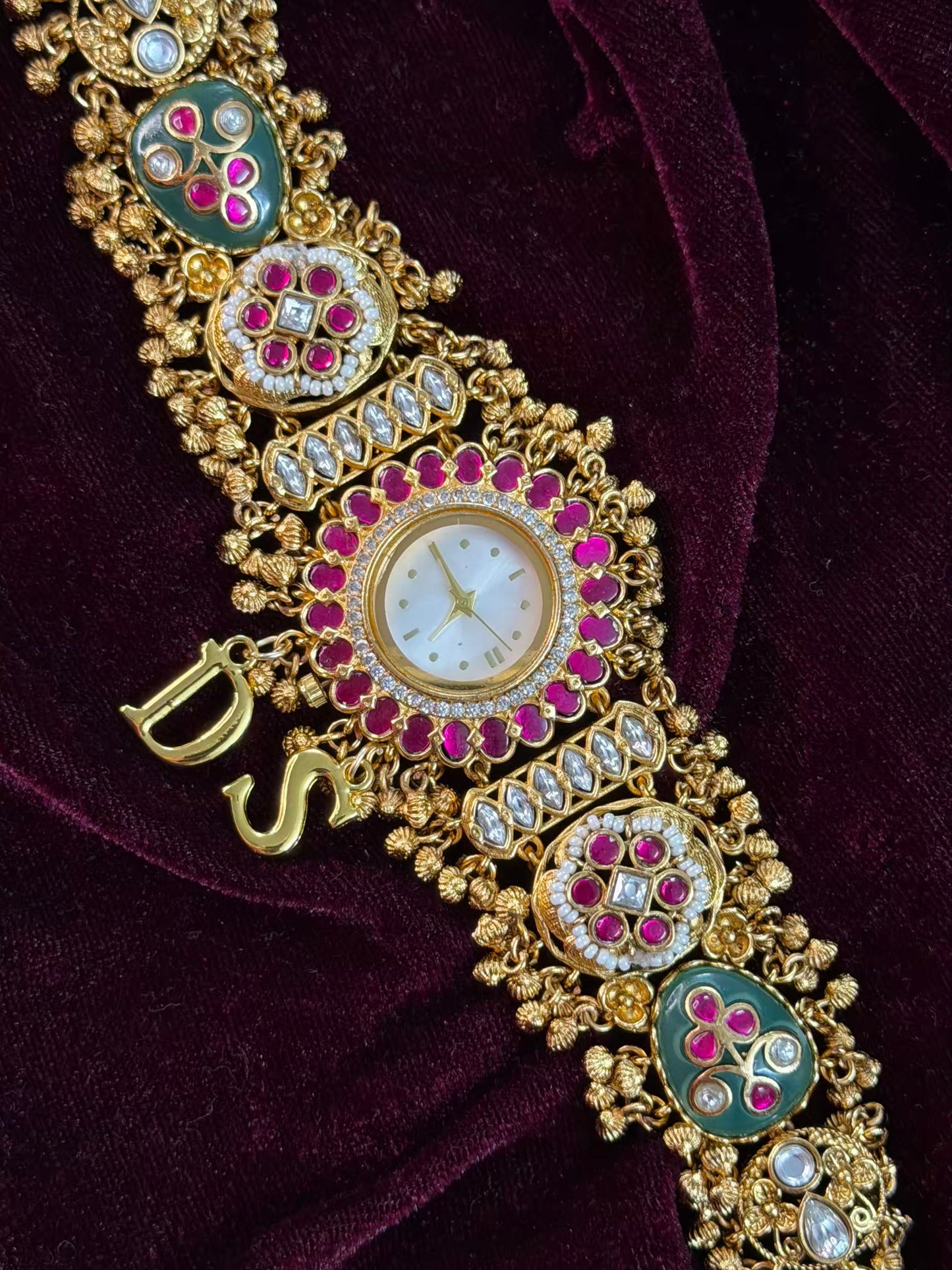 Creamy Kundan Heritage Maharani Watch Design Bracelet ( Only 2pcs Available)