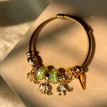 Load image into Gallery viewer, Pandora Style Lemongrass Baby Elephant Bracelet With Customised Initial (Gold)
