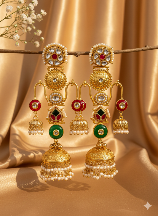 Naaz Kashmiri Brass of Premium Plated Ghungroo Earrings