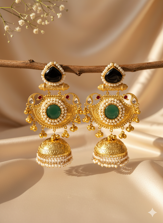 Royal Mint Jhumka Kashmiri Brass of  Premium Plated Ghungroo Earrings (FLAT PRICE on DIWALI DISCOUNT )
