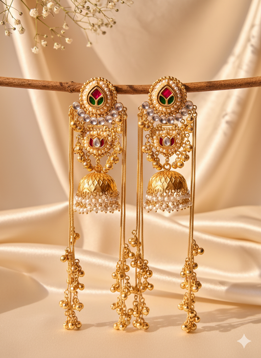 Nazakat Latakan Kashmiri Brass of Premium Plated Ghungroo Earrings