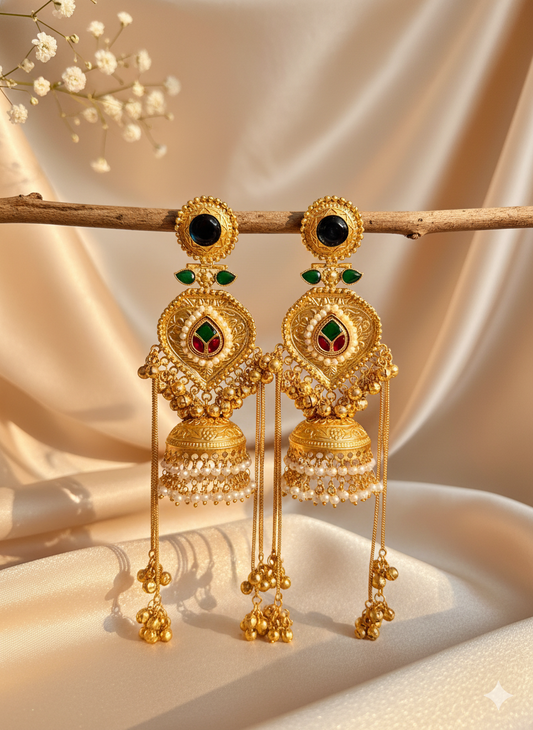 Ash Noor Choti Style Kashmiri Brass of  Premium Plated Ghungroo Earrings (FLAT PRICE on DIWALI DISCOUNT )
