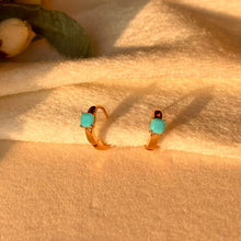 Load image into Gallery viewer, Sky Blue Tiny Bali Earrings - Gold Plated
