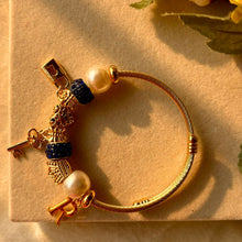 Load image into Gallery viewer, Pandora Charms Lock Key  Blue Bracelet With Customised Initial (Gold)
