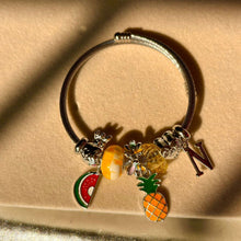 Load image into Gallery viewer, Pandora Style Pineapple Watermelon Bracelet With Customised Initial ( Silver )
