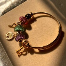 Load image into Gallery viewer, Pandora Style Cross Multi Coloured Bracelet  With Customised Initial
