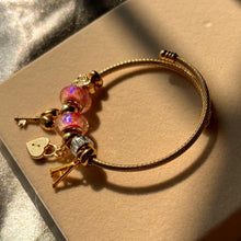 Load image into Gallery viewer, Pandora Style Pink  Bracelet With Customised Initial (Gold)
