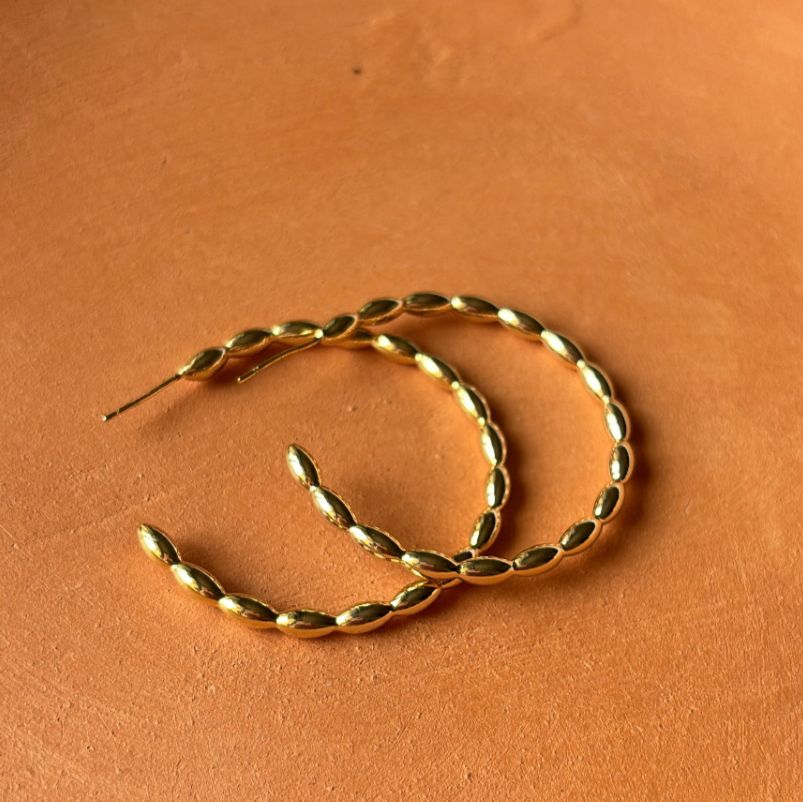 Slim Punchy Hoops Earrings - Gold Plated