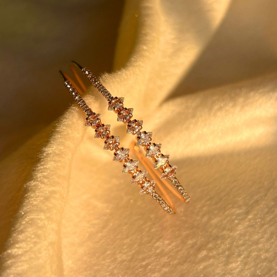 Azure Studded Crossed Kadha Bracelet Bangle - Rose Gold