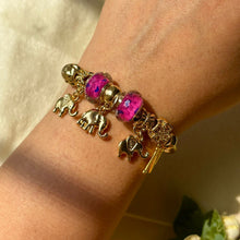 Load image into Gallery viewer, Pandora Style Rani Pink Elephant With Customised Initial (Gold)
