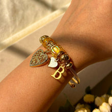 Load image into Gallery viewer, Pandora Style Design Heart Yellow With Customised Initial (Gold)
