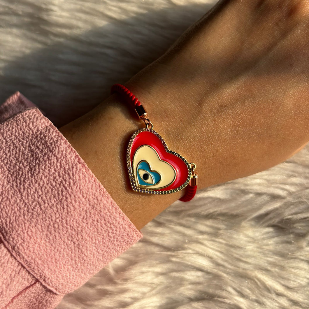 Heart Evil Eye in Pink Band