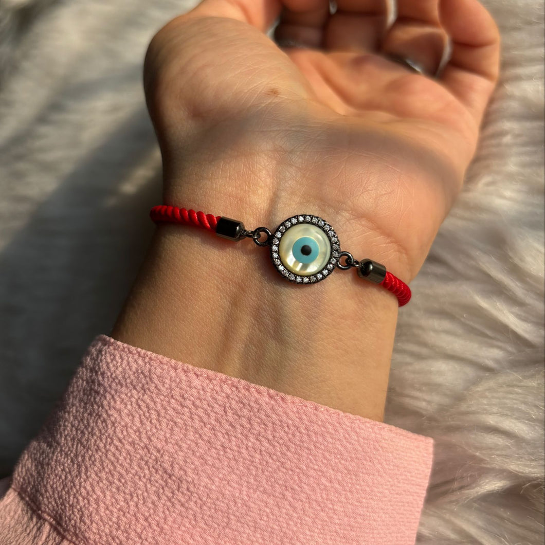 Round Evil Eye in Red Band