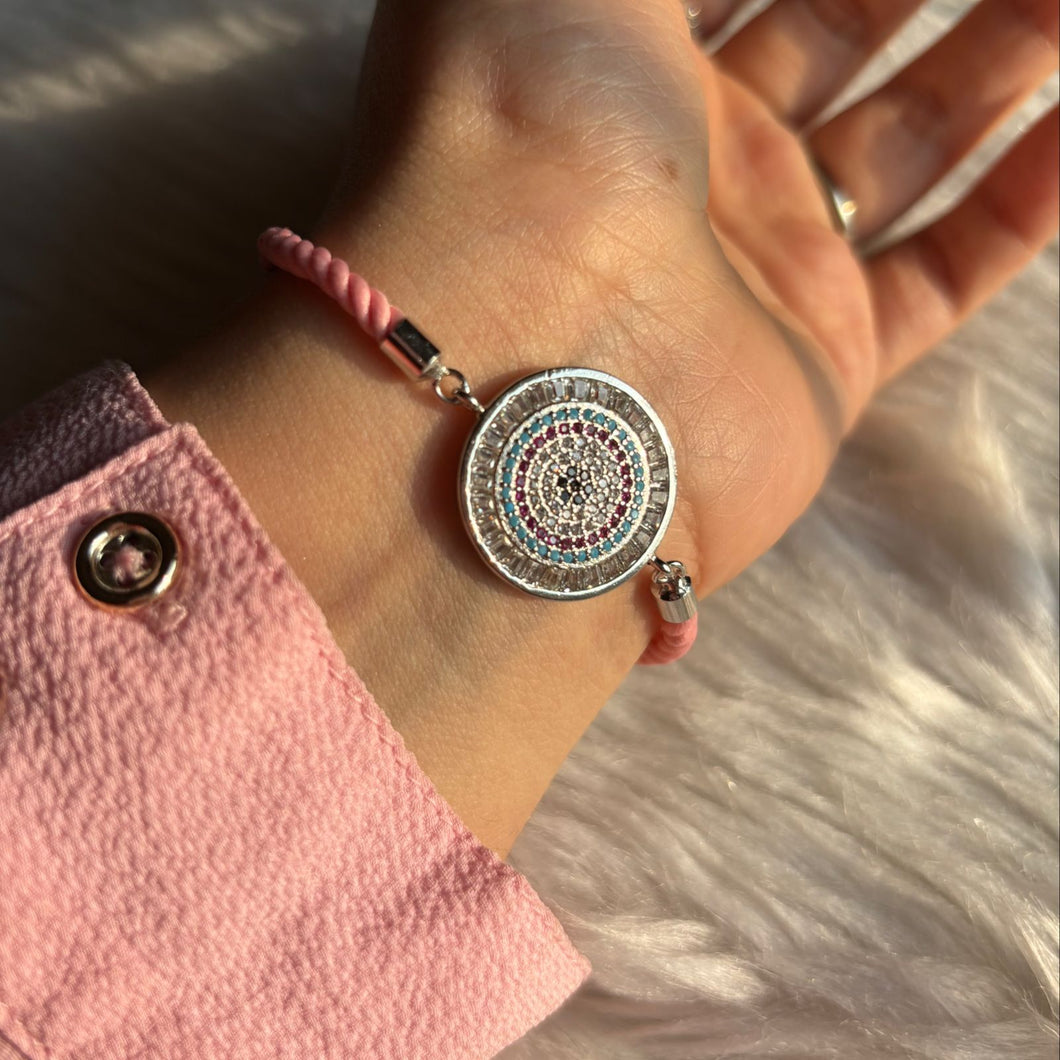 Evil Eye Round in Pink Band