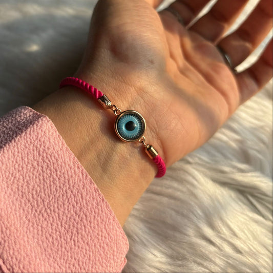 Nazar Battu Water Evil Eye Rose Gold Color with Pink Band