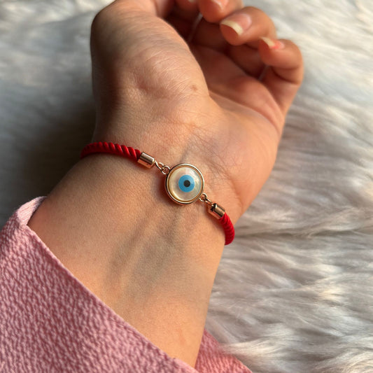 White Evil Eye in Pink Color Bracelet Band