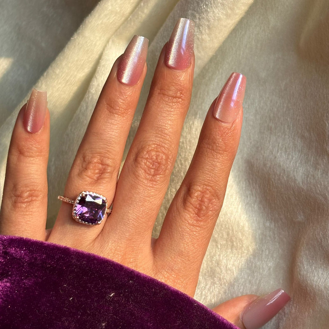 Amethyst Purple /Studded Ring ( Rose Gold)