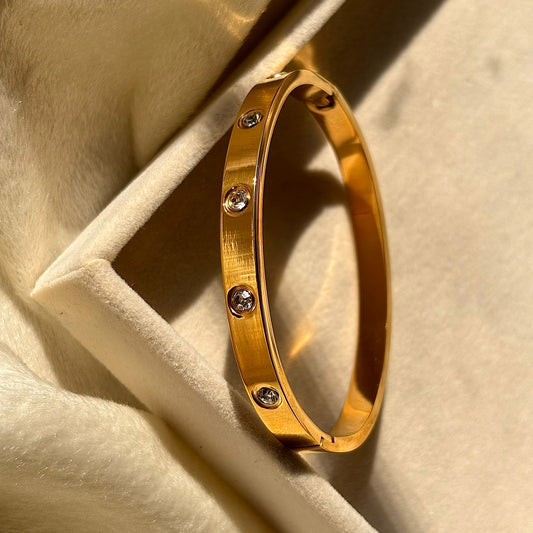 Love Diamond Kada Bracelet Bangle -  Gold
