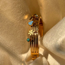 Load image into Gallery viewer, Snowflake Nazar Battu Evil Eye Moon Stars Kadha Bracelet Bangle ( Gold )
