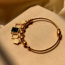 Load image into Gallery viewer, Black and Gold Squares Kada Bracelet Bangle Magnetic Slip On -  Gold
