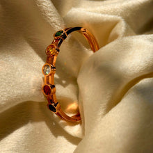Load image into Gallery viewer, Panch Ratna Precious Stones Flower Kada Bracelet Bangle -  Gold
