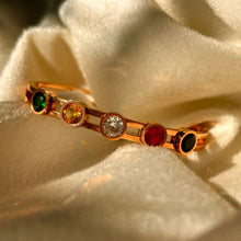 Load image into Gallery viewer, Panch Ratna Precious Stones Flower Kada Bracelet Bangle -  Gold
