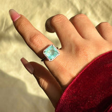 Load image into Gallery viewer, Aurore Sky Blue Ethereal Diamond Solitaire Adjustable Ring ( Silver )
