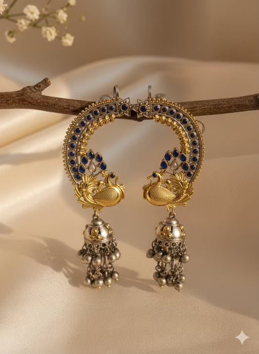 Oxidised Karnphool Kashmiri Brass of  Premium Plated Ghungroo Earrings (FLAT PRICE on DIWALI DISCOUNT )
