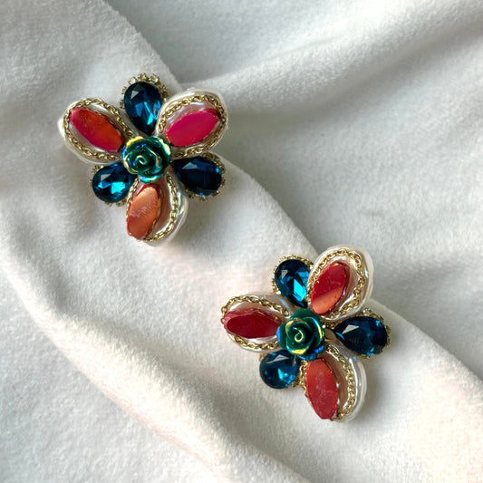 Turquoise Garnet Red Earrings - Premium