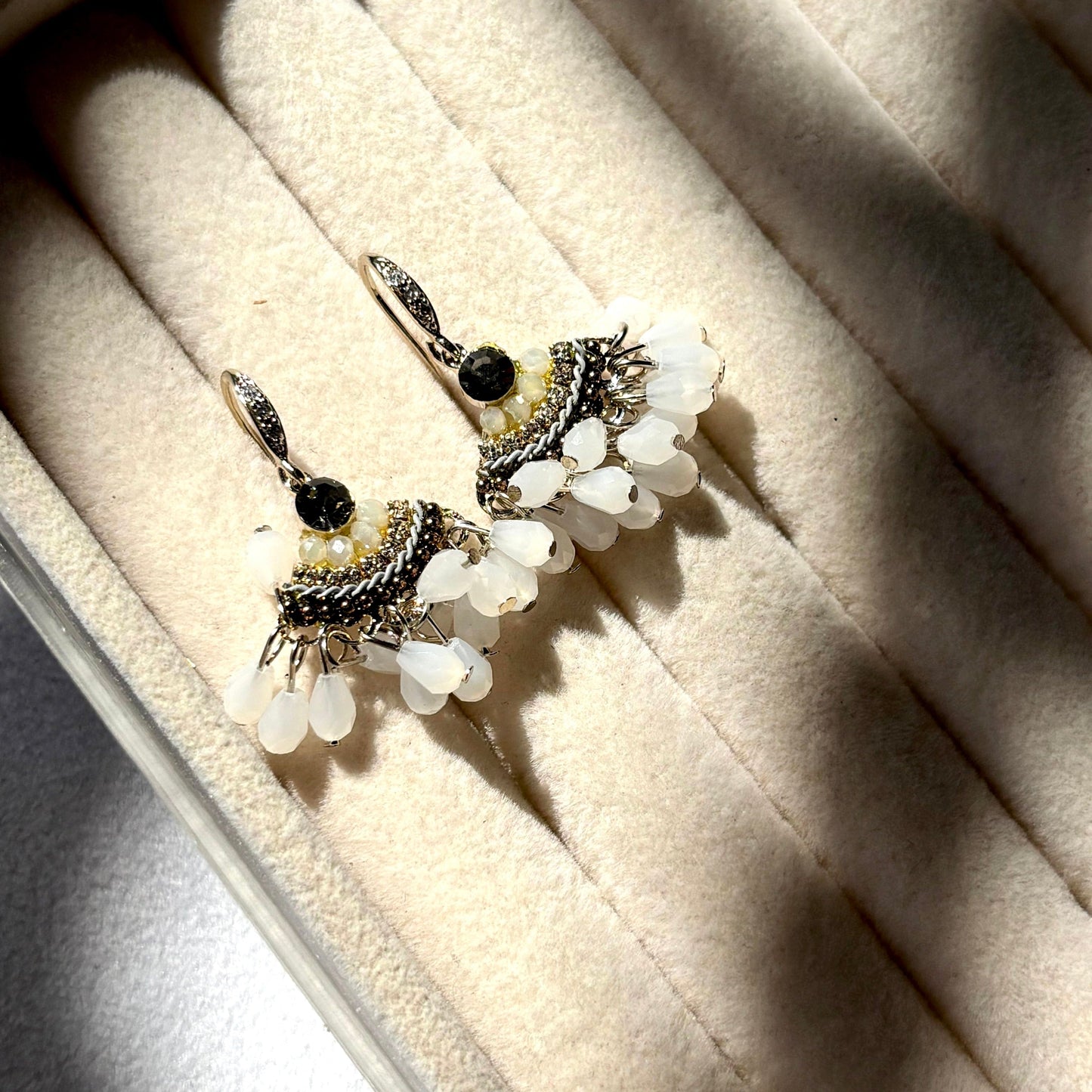 White Dangler Earrings